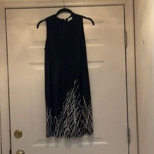 Calvin Klein Black and White Halter Midi Dress